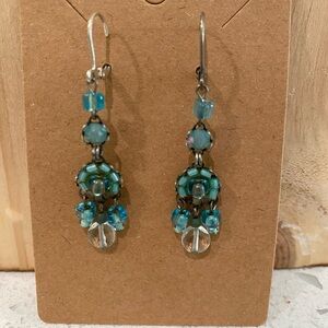 Ayalabar Elegant Blue and Silver Dangle Earrings